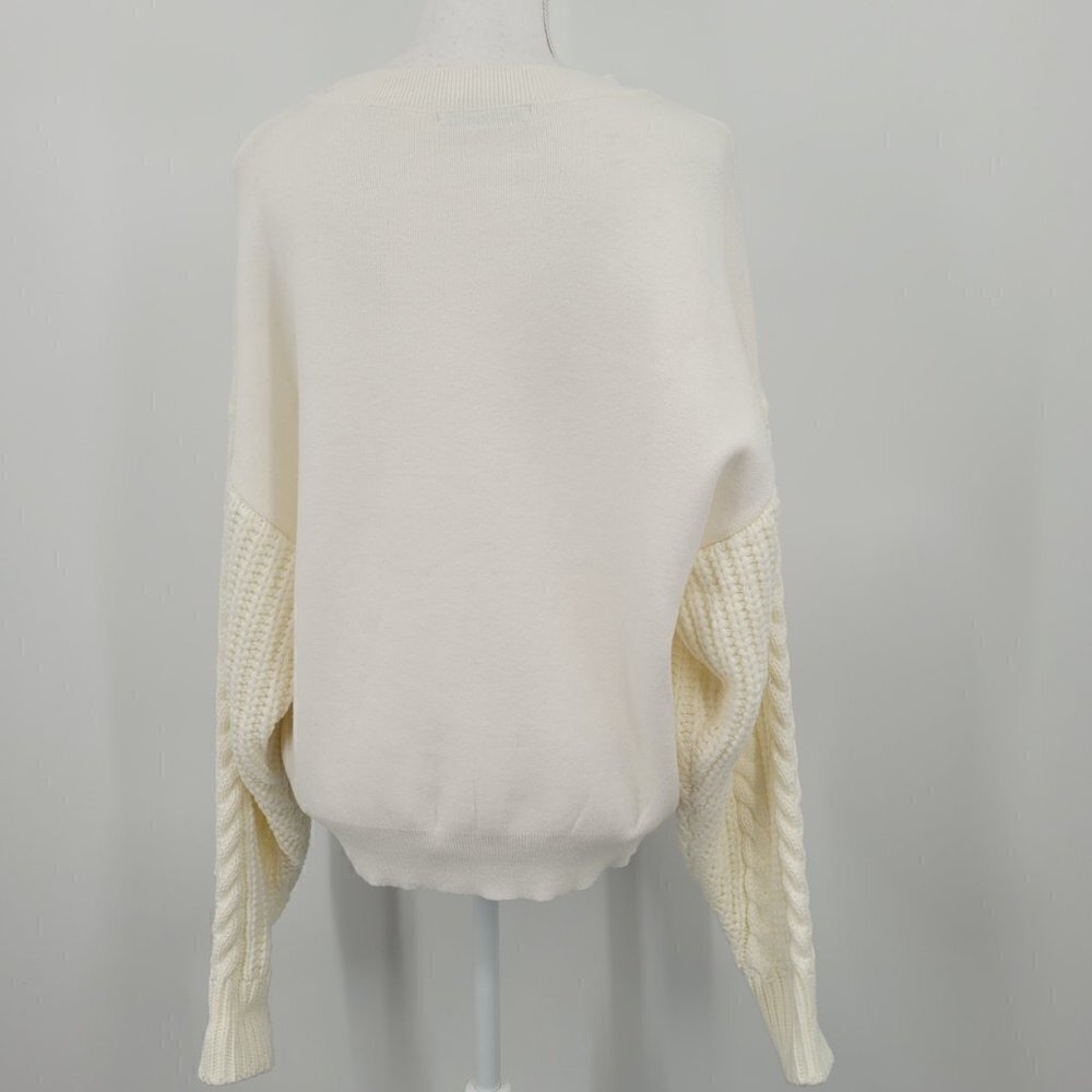 Elsie & Zoey Cream Cable Knit Sleeve Sweater - Picture 3 of 9